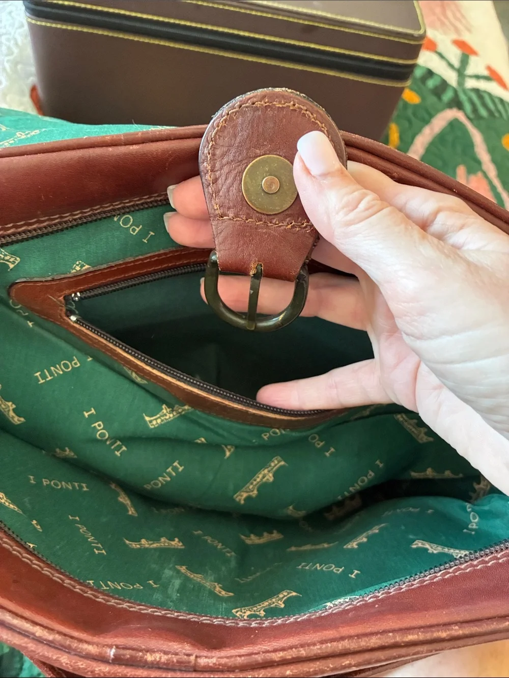 Vintage I Ponti Firenze Brown Leather Shoulder Bag – 1990s Italian Leather